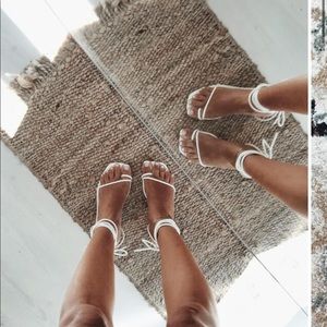 Strappy white sandals! Size 8 / Sabo Skirt!